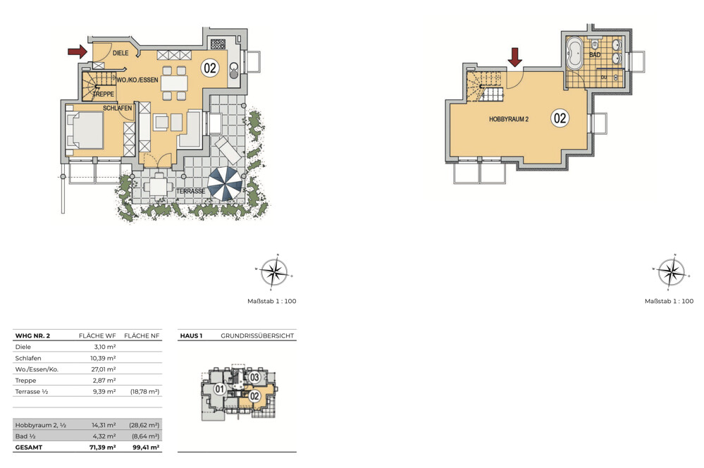 Grundriss WHG Nr. 02 - Haus 1