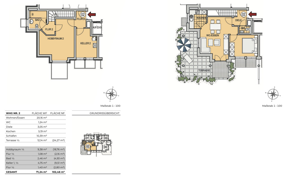 Grundriss WHG Nr. 2 - Haus 3