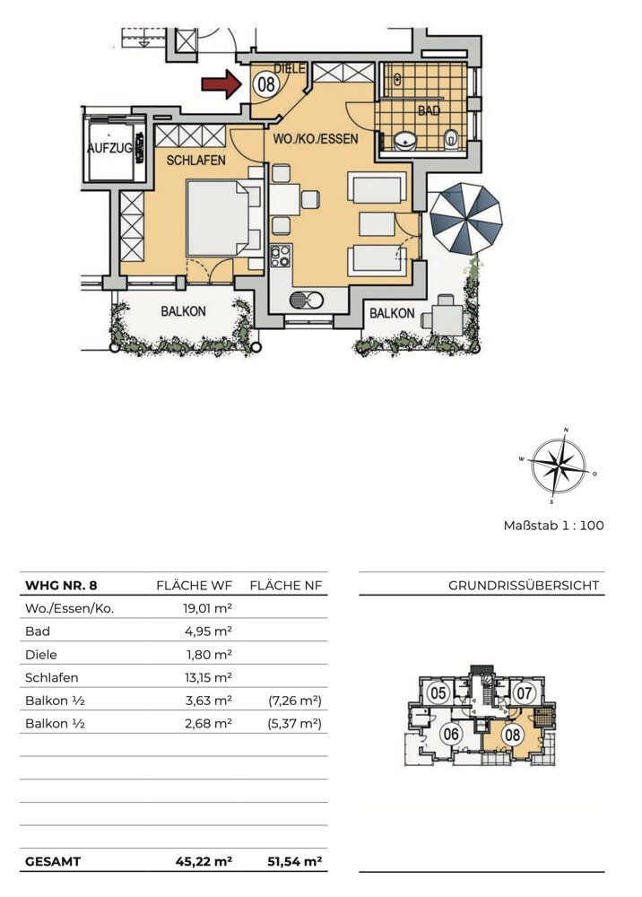 Grundriss WHG Nr. 8 - Haus 3